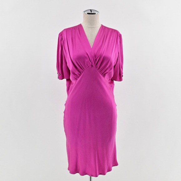 ABS by Allen Schwartz Dresses & Skirts - Vtg ABS Pink‎ Silk Dress Size 6 Draped Bust Romantic Cocktail Dopamine Y2k 90s